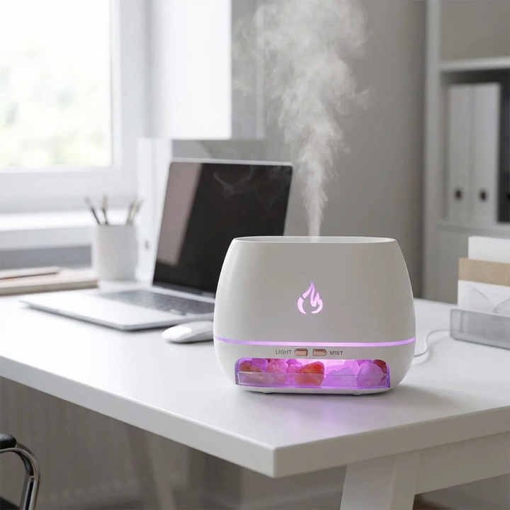 Aroma Diffuser | Luftbefeuchter mit Himalaya-Salz und LED-Flammeneffekt