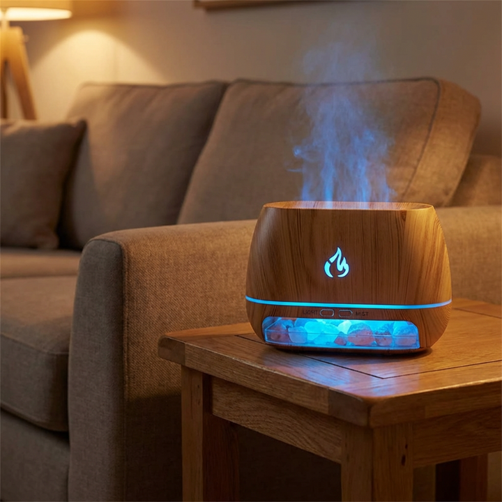 Aroma Diffuser | Luftbefeuchter mit Himalaya-Salz und LED-Flammeneffekt