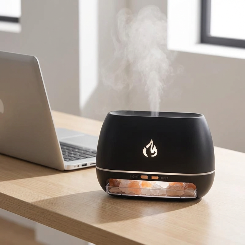 Aroma Diffuser | Luftbefeuchter mit Himalaya-Salz und LED-Flammeneffekt