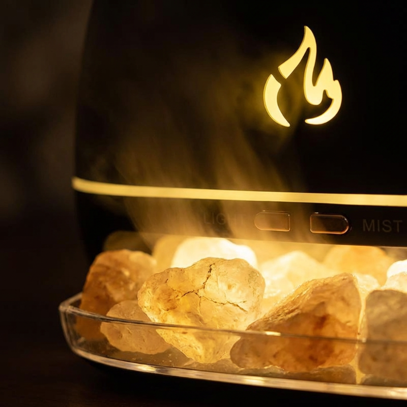 Aroma Diffuser | Luftbefeuchter mit Himalaya-Salz und LED-Flammeneffekt