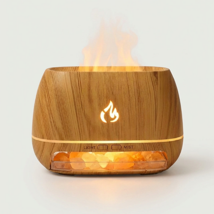 Aroma Diffuser | Luftbefeuchter mit Himalaya-Salz und LED-Flammeneffekt