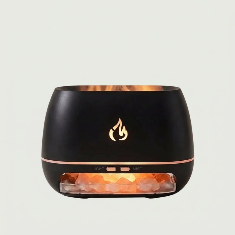 Aroma Diffuser | Luftbefeuchter mit Himalaya-Salz und LED-Flammeneffekt