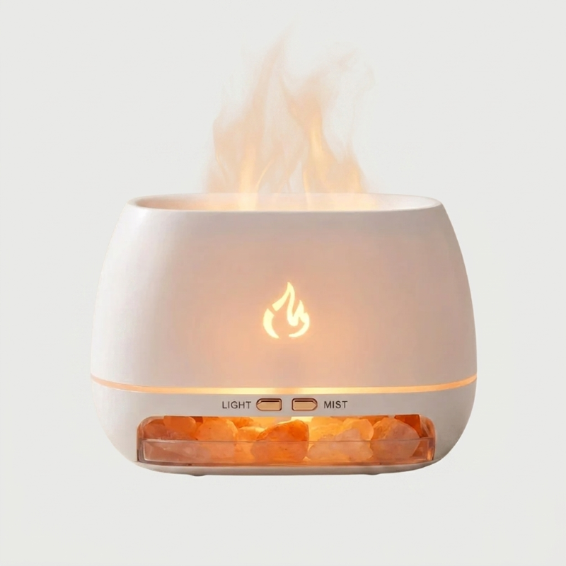 Aroma Diffuser | Luftbefeuchter mit Himalaya-Salz und LED-Flammeneffekt