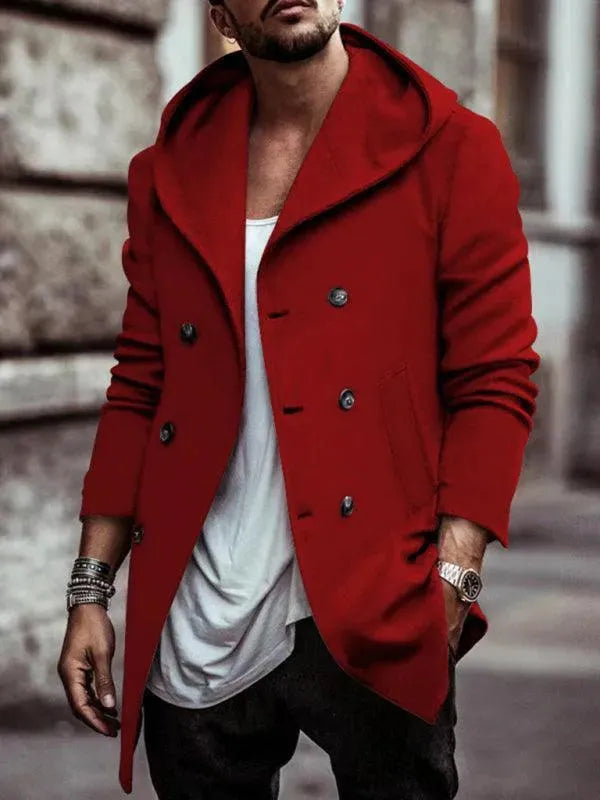 Herren Wintermantel mit Kapuze und Doppelreißverschluss | Robuster Baumwollmix mit schrägen Taschen für Herbst und Winter