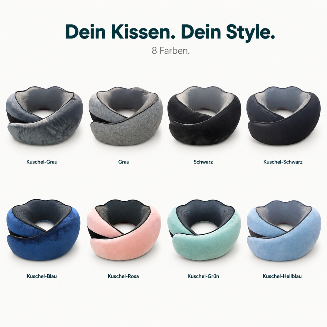 Ergonomisches Reisekissen mit Memory-Schaum | Nackenkissen mit stützender Passform und kompaktem Design für Flugzeug, Zug und Auto