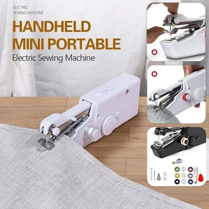 Tragbare Handnähmaschine kabellos | Schnelle Reparaturen für Jeans, Vorhänge &amp; Kissen | Kompaktes Mini-Nähgerät | Schwarz oder Weiß