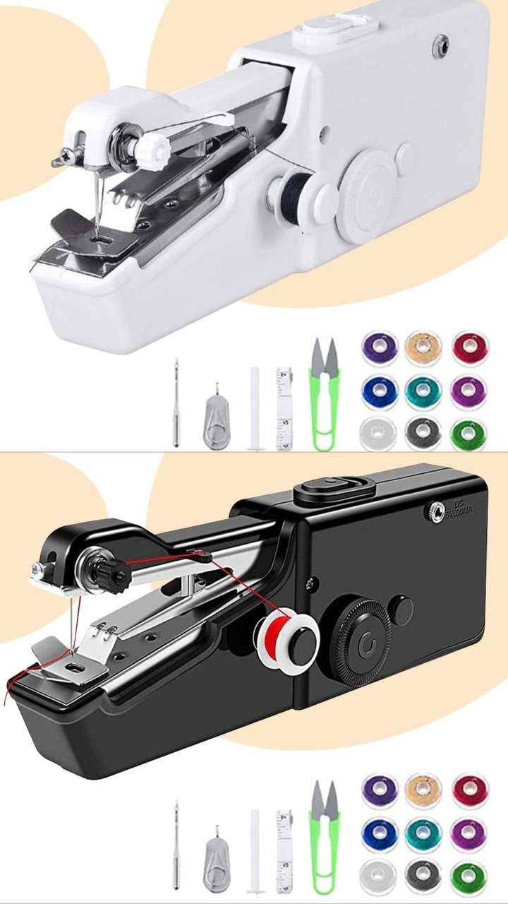 Tragbare Handnähmaschine kabellos | Schnelle Reparaturen für Jeans, Vorhänge &amp; Kissen | Kompaktes Mini-Nähgerät | Schwarz oder Weiß