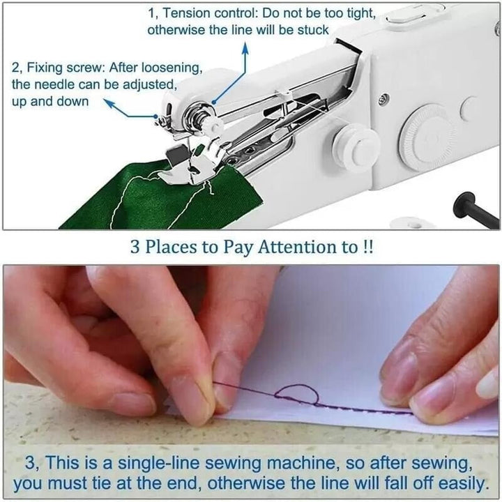 Tragbare Handnähmaschine kabellos | Schnelle Reparaturen für Jeans, Vorhänge &amp; Kissen | Kompaktes Mini-Nähgerät | Schwarz oder Weiß