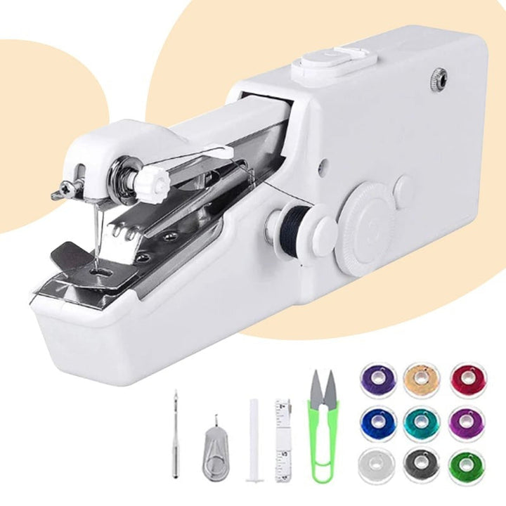 Tragbare Handnähmaschine kabellos | Schnelle Reparaturen für Jeans, Vorhänge &amp; Kissen | Kompaktes Mini-Nähgerät | Schwarz oder Weiß