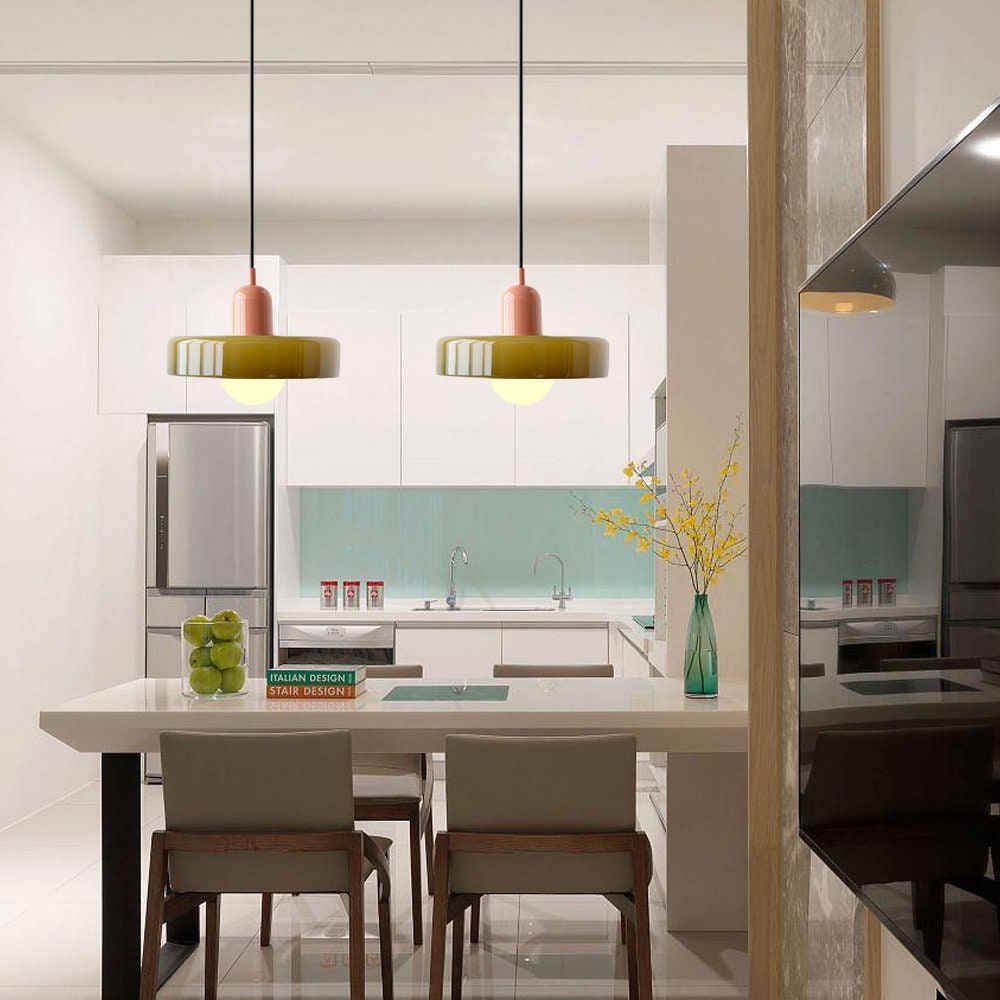 Pendant lamp made of metal &amp; glass with stained glass look | Ø25/Ø35 cm, G9 socket | Adjustable suspension | Crystal look
