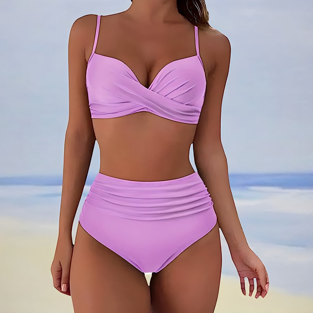 High-Waist Bikini-Set für Damen | Bauchkontrolle &amp; schmeichelnde Silhouette | Verstellbare Träger, bequem &amp; elastisch