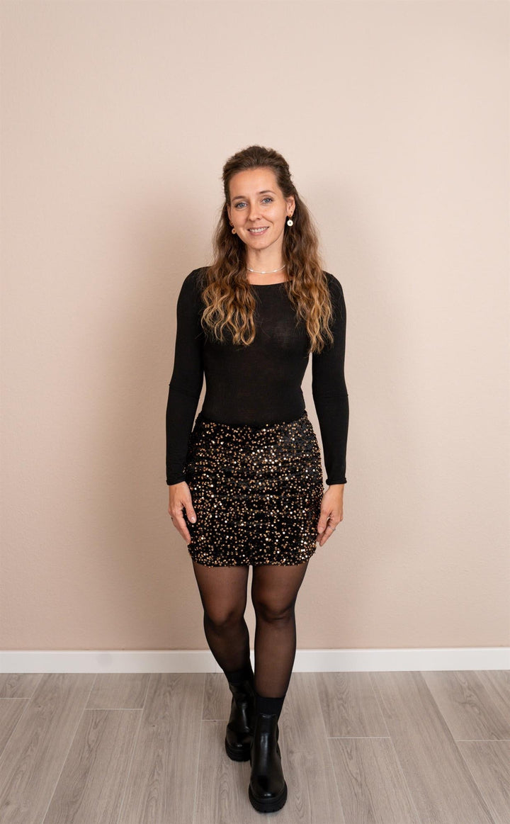 Damen Paillettenrock | Kurzer Glitzerrock mit dehnbarem Bund, weichem Stoff und dünner Innenhose für Partys und festliche Anlässe