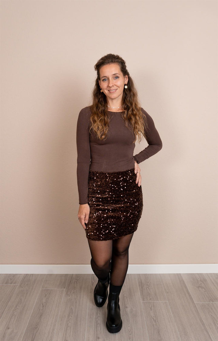 Damen Paillettenrock | Kurzer Glitzerrock mit dehnbarem Bund, weichem Stoff und dünner Innenhose für Partys und festliche Anlässe