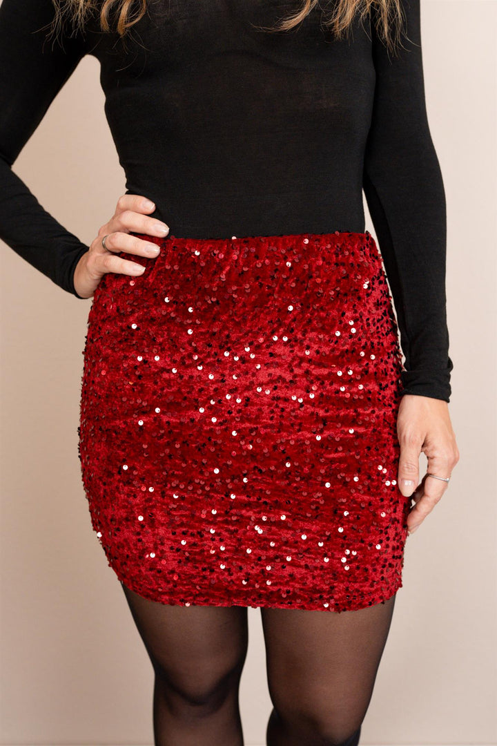 Damen Paillettenrock | Kurzer Glitzerrock mit dehnbarem Bund, weichem Stoff und dünner Innenhose für Partys und festliche Anlässe