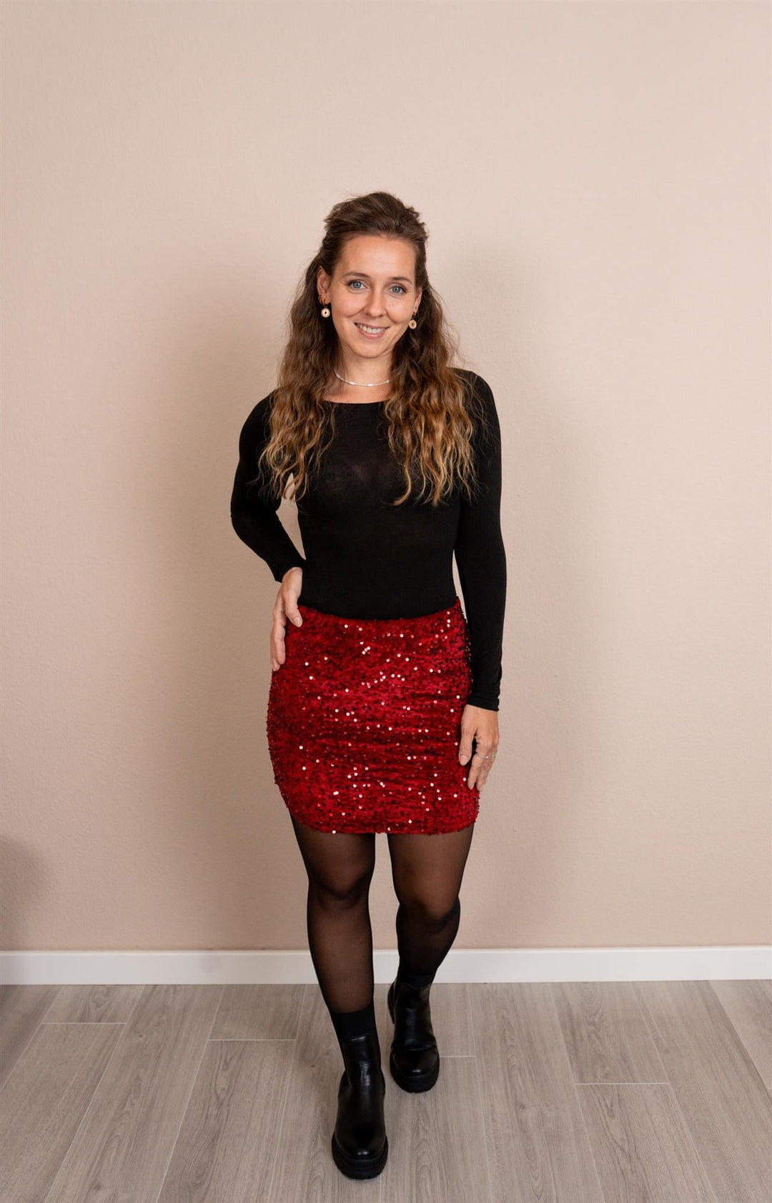 Damen Paillettenrock | Kurzer Glitzerrock mit dehnbarem Bund, weichem Stoff und dünner Innenhose für Partys und festliche Anlässe