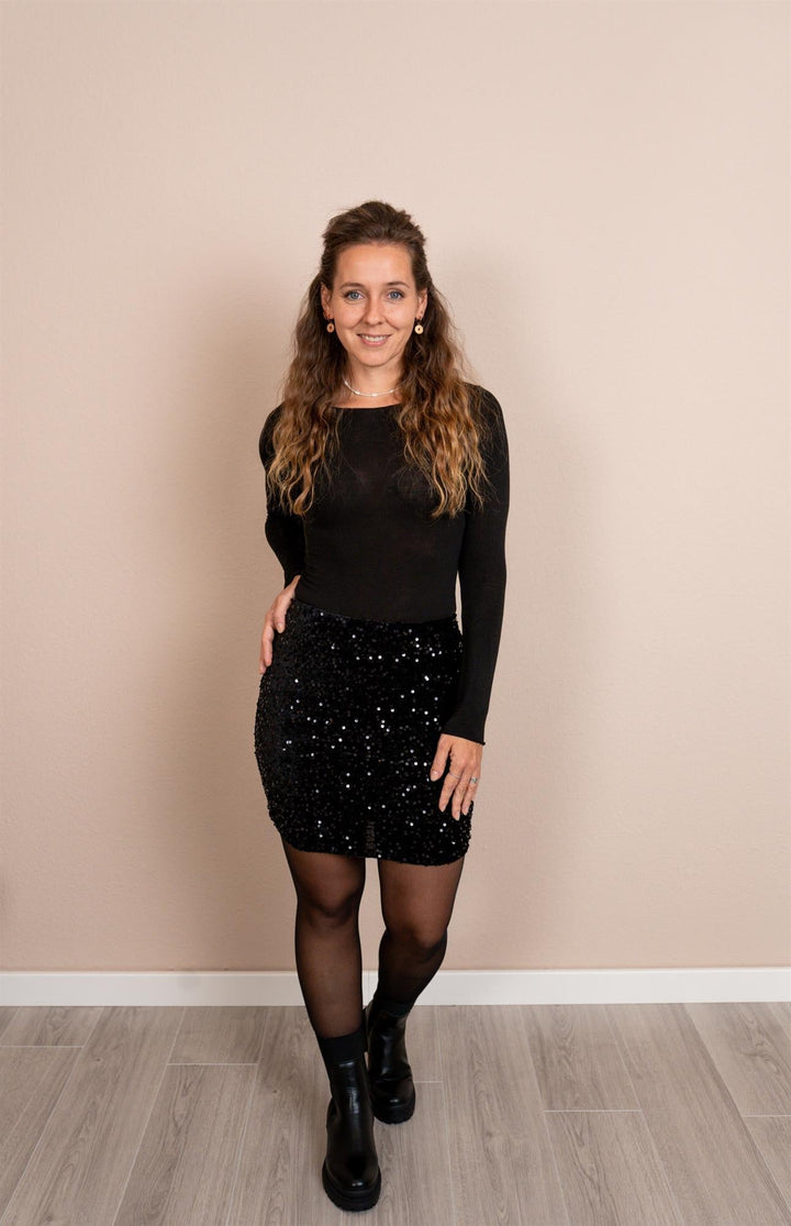 Damen Paillettenrock | Kurzer Glitzerrock mit dehnbarem Bund, weichem Stoff und dünner Innenhose für Partys und festliche Anlässe