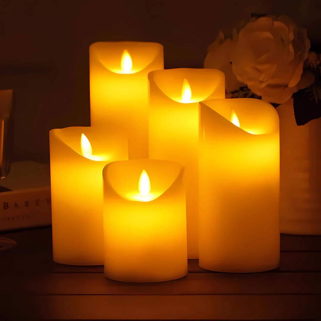 LED Kerzen flammenlos mit Flackereffekt | 5,5–20 cm batteriebetrieben | Verschiedene Designs für Wohnraum und Dekoration