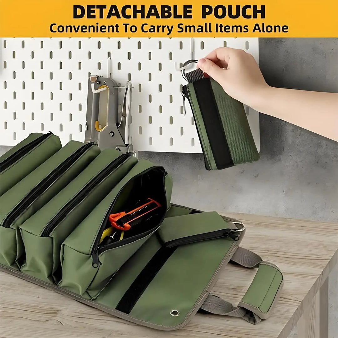 Werkzeug Rolltasche mit abnehmbaren Taschen | Robust, kompakt &amp; schneller Zugriff | Für Werkstatt, Baustelle, Auto &amp; Heimwerker