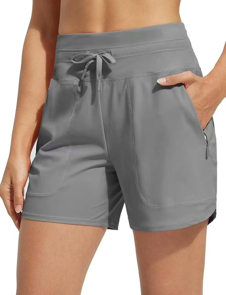 Costume da bagno a pantaloncino ad asciugatura rapida con tasche con cerniera | Fodera boxer interna anti sfregamento | Vita alta elastica | Nylon leggero