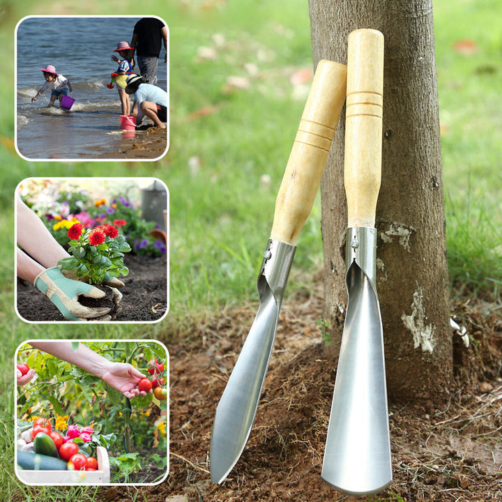 Gartenwerkzeug Set 4-teilig | Unkrautstecher, Pflanzkelle &amp; Handrechen | Rostfrei, ergonomischer Holzgriff | Für Beete &amp; Pflanzlöcher