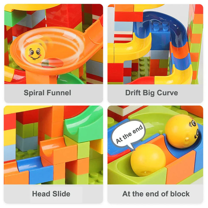 Set creativo per pista di biglie da 3 anni | Blocchi compatibili da combinare | Stimola logica, problem solving e motricità fine | Divertimento fai-da-te