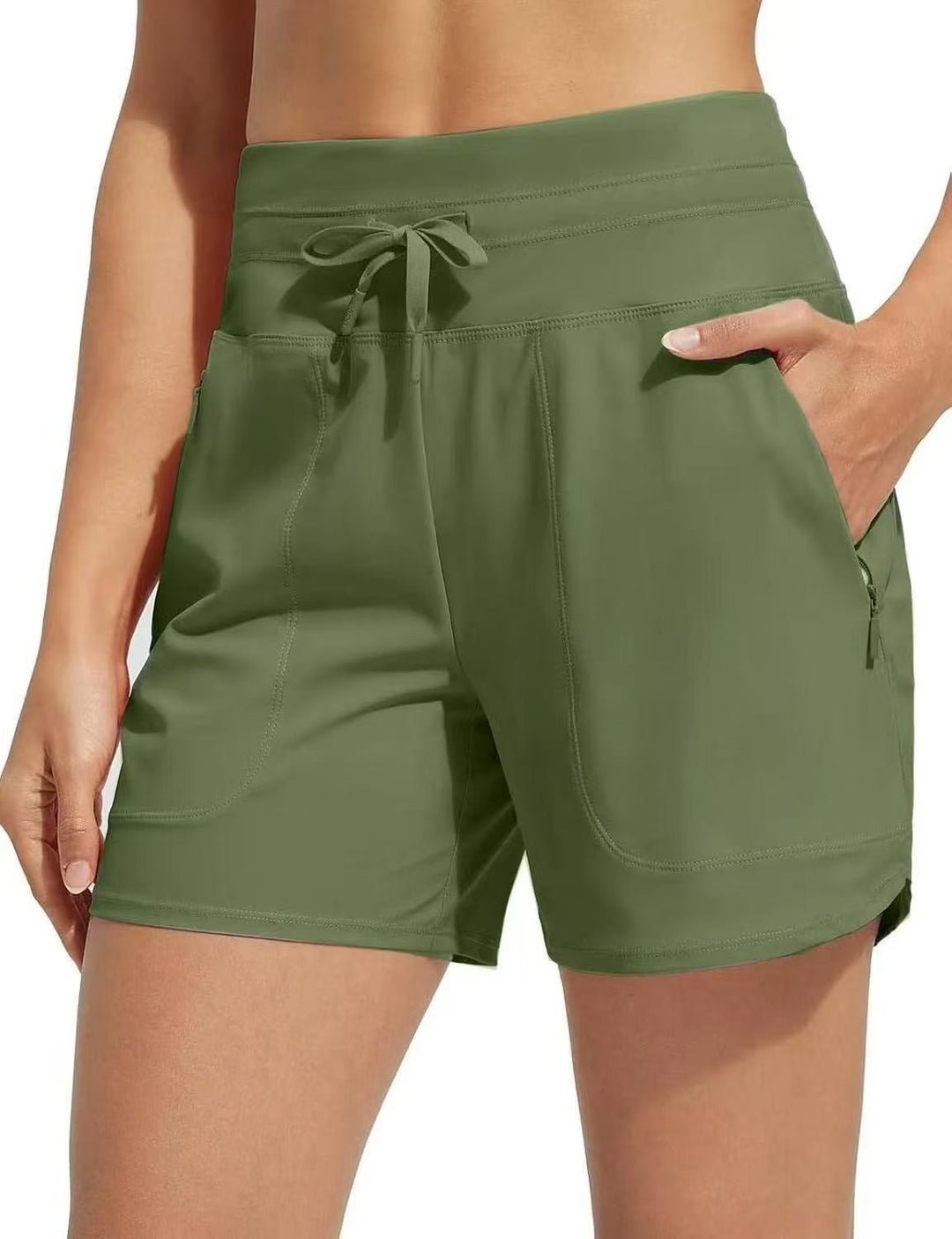 Costume da bagno a pantaloncino ad asciugatura rapida con tasche con cerniera | Fodera boxer interna anti sfregamento | Vita alta elastica | Nylon leggero