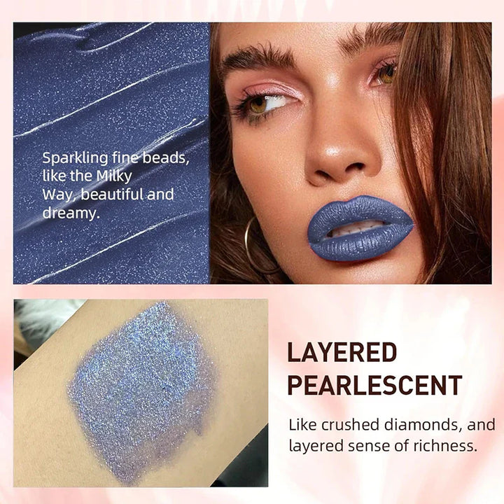 Glänzender Liquid Lipstick mit Schimmer | Langanhaltende Farbe bis zu 12 Std. | Pflege mit Kamille &amp; Sojaextrakten, weich &amp; strahlend