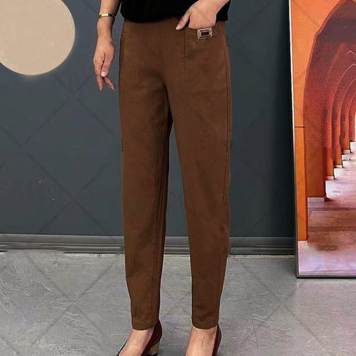 Damen Baumwollhose mit elastischem Bund | Bequeme Freizeithose für Alltag &amp; Büro | Lockerer Schnitt | Größen S–5XL