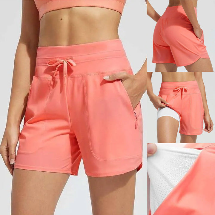 Costume da bagno a pantaloncino ad asciugatura rapida con tasche con cerniera | Fodera boxer interna anti sfregamento | Vita alta elastica | Nylon leggero