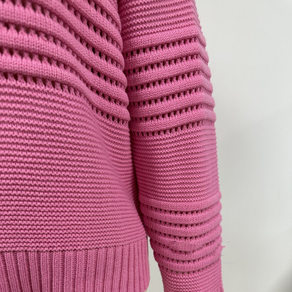 Damen Strickpullover mit Lochmuster | Leichter Pullover mit Rundhalsausschnitt und lockerer Passform für Frühling und Herbst