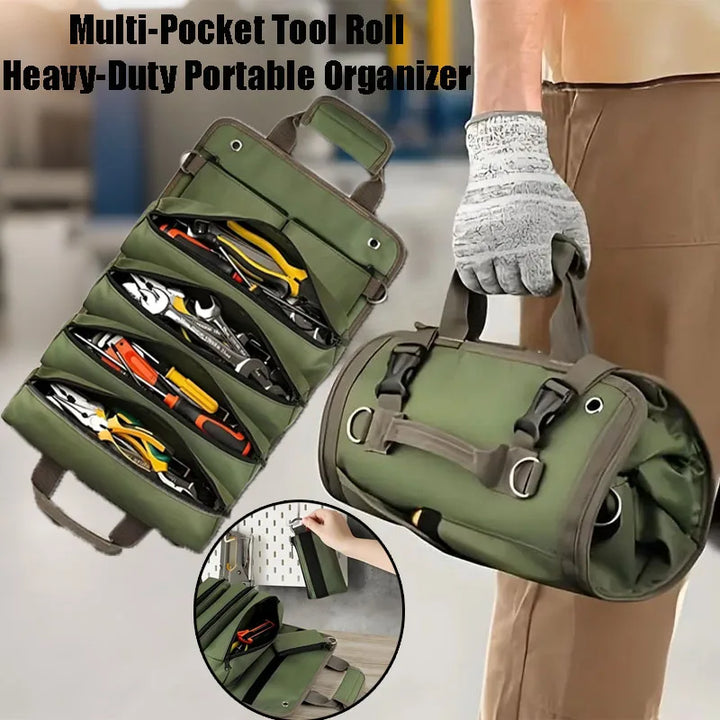 Werkzeug Rolltasche mit abnehmbaren Taschen | Robust, kompakt &amp; schneller Zugriff | Für Werkstatt, Baustelle, Auto &amp; Heimwerker