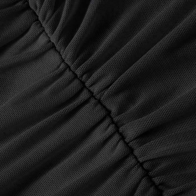 Asymmetrisches Ein-Schulter-Mesh-Top für Damen | Korsett-Saum für eine definierte Taille | Stretch &amp; atmungsaktiv | Für Dates &amp; Abendlooks