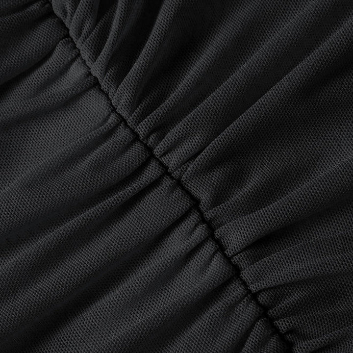 Asymmetrisches Ein-Schulter-Mesh-Top für Damen | Korsett-Saum für eine definierte Taille | Stretch &amp; atmungsaktiv | Für Dates &amp; Abendlooks