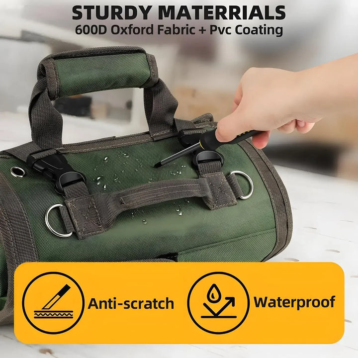 Werkzeug Rolltasche mit abnehmbaren Taschen | Robust, kompakt &amp; schneller Zugriff | Für Werkstatt, Baustelle, Auto &amp; Heimwerker