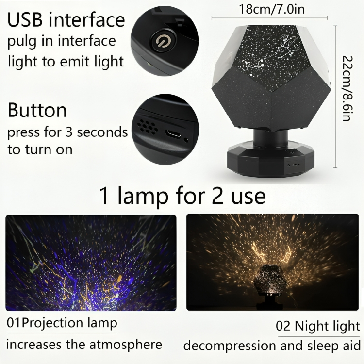 Proiettore LED cielo stellato | controllo musica Bluetooth | 3 colori e telecomando