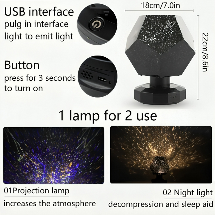 Proiettore LED cielo stellato | controllo musica Bluetooth | 3 colori e telecomando