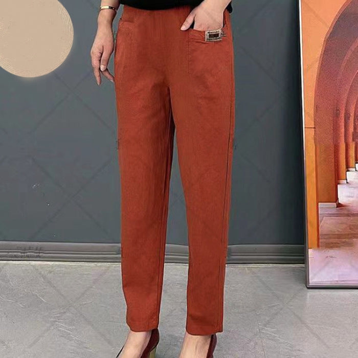 Damen Baumwollhose bequem &amp; elastisch | stilvolle Freizeithose mit flexibler Passform | atmungsaktive Alltags- &amp; Arbeitshose