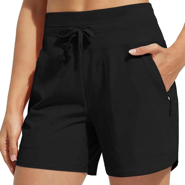 Costume da bagno a pantaloncino ad asciugatura rapida con tasche con cerniera | Fodera boxer interna anti sfregamento | Vita alta elastica | Nylon leggero
