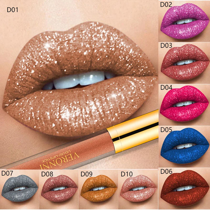 Glänzender Liquid Lipstick mit Schimmer | Langanhaltende Farbe bis zu 12 Std. | Pflege mit Kamille &amp; Sojaextrakten, weich &amp; strahlend