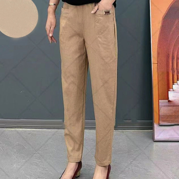Damen Baumwollhose mit elastischem Bund | Bequeme Freizeithose für Alltag &amp; Büro | Lockerer Schnitt | Größen S–5XL