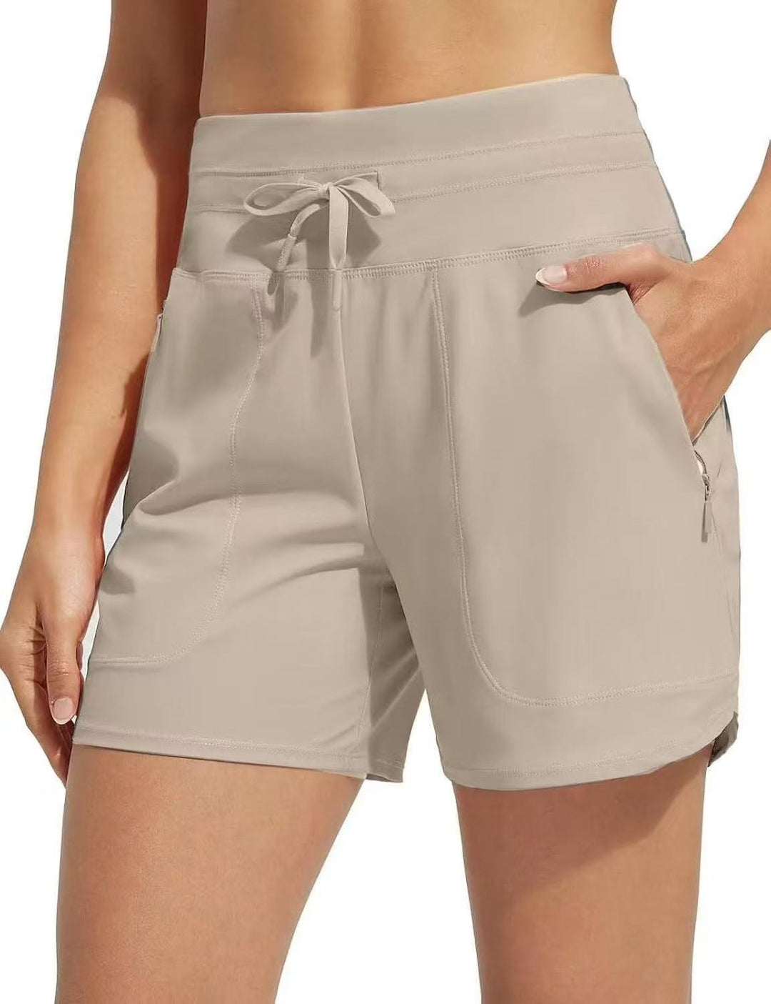 Costume da bagno a pantaloncino ad asciugatura rapida con tasche con cerniera | Fodera boxer interna anti sfregamento | Vita alta elastica | Nylon leggero