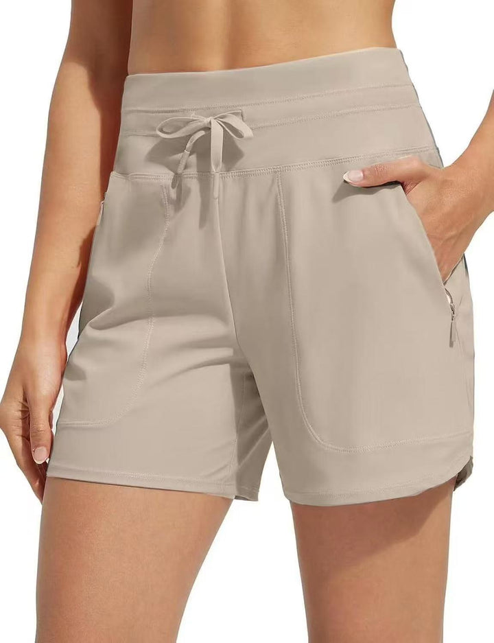 Costume da bagno a pantaloncino ad asciugatura rapida con tasche con cerniera | Fodera boxer interna anti sfregamento | Vita alta elastica | Nylon leggero