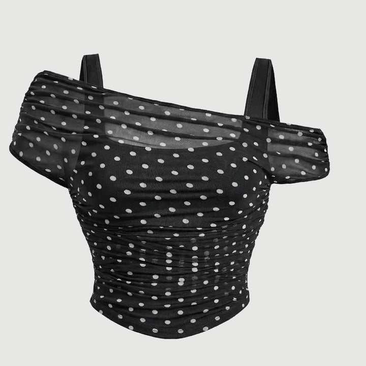 Asymmetrisches Ein-Schulter-Mesh-Top für Damen | Korsett-Saum für eine definierte Taille | Stretch &amp; atmungsaktiv | Für Dates &amp; Abendlooks