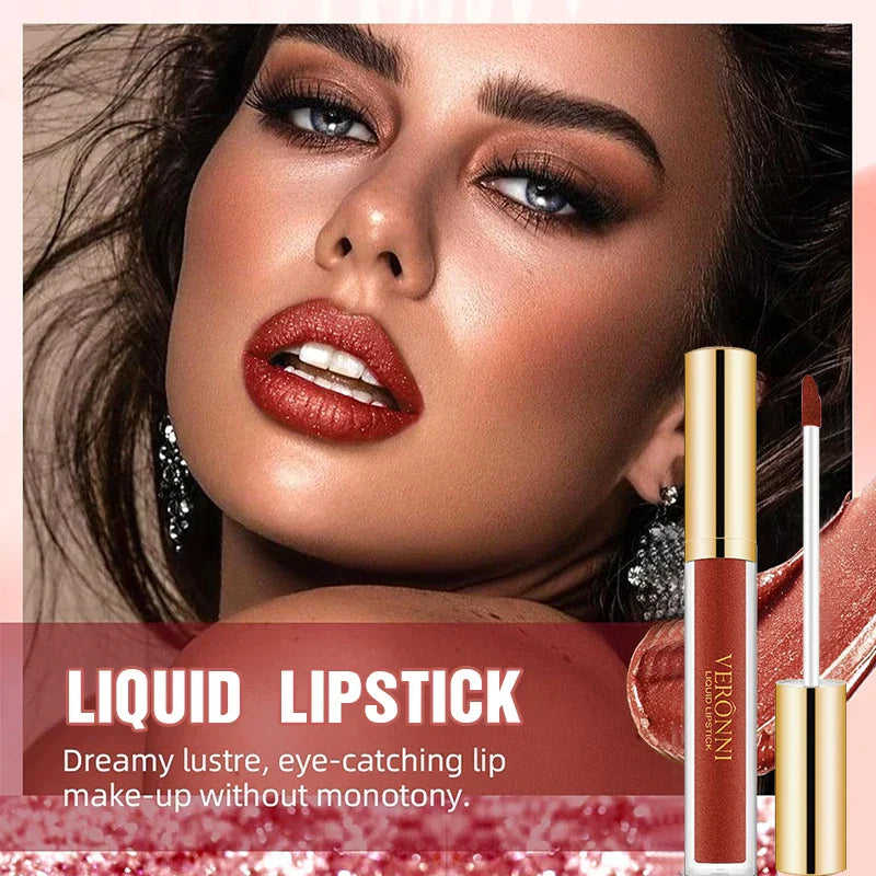 Glänzender Liquid Lipstick mit Schimmer | Langanhaltende Farbe bis zu 12 Std. | Pflege mit Kamille &amp; Sojaextrakten, weich &amp; strahlend