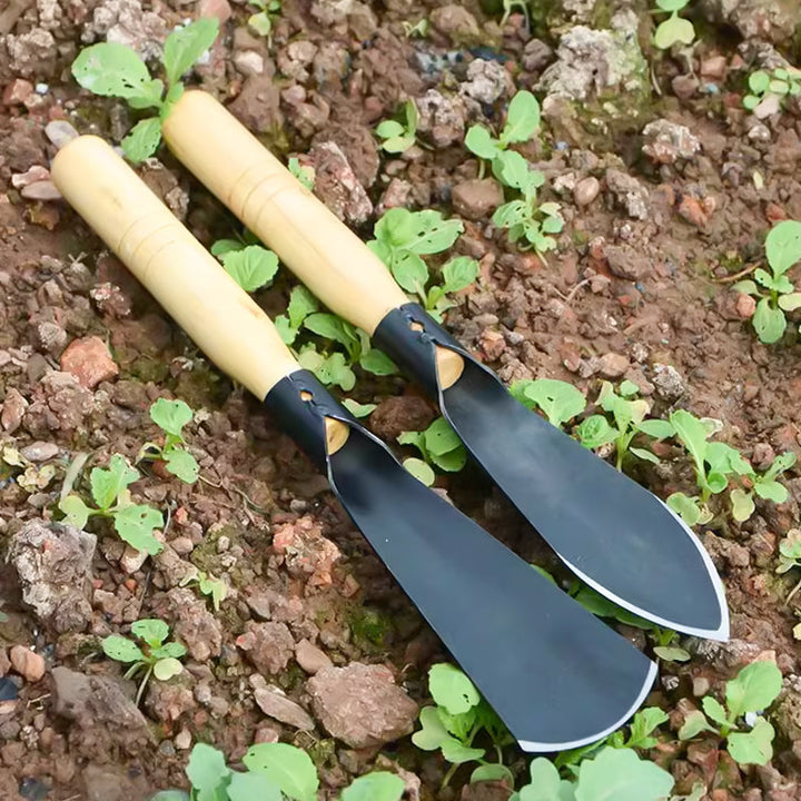 Gartenwerkzeug Set 4-teilig | Unkrautstecher, Pflanzkelle &amp; Handrechen | Rostfrei, ergonomischer Holzgriff | Für Beete &amp; Pflanzlöcher