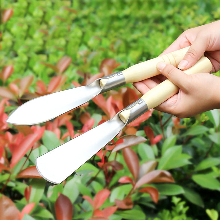 Gartenwerkzeug Set 4-teilig | Unkrautstecher, Pflanzkelle &amp; Handrechen | Rostfrei, ergonomischer Holzgriff | Für Beete &amp; Pflanzlöcher