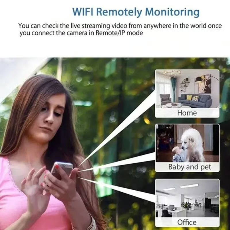 Mini wifi bezpečnostná kamera 1080p s nočným videním | Živý náhľad + audio | Nahrávanie na microSD (možnosti 16-128GB)