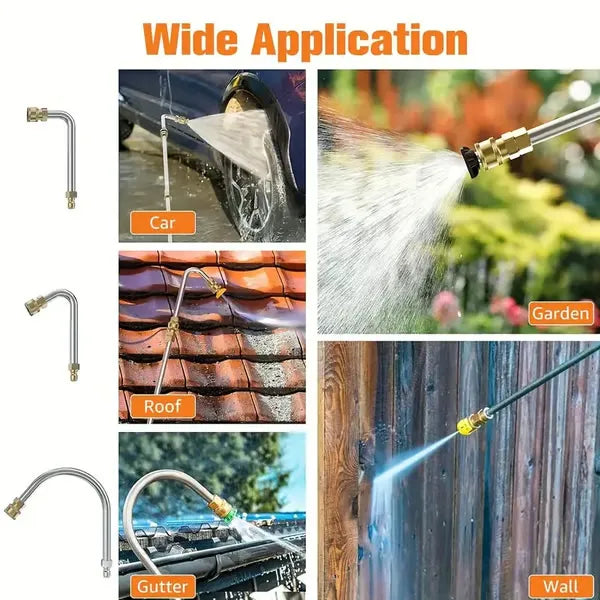 Teleskop-Hochdrucklanze 7,3 m Reichweite | Messing &amp; Edelstahl bis 4000 PSI/140°C | 0–40° Düsen farbcodiert + 10 O-Ringe