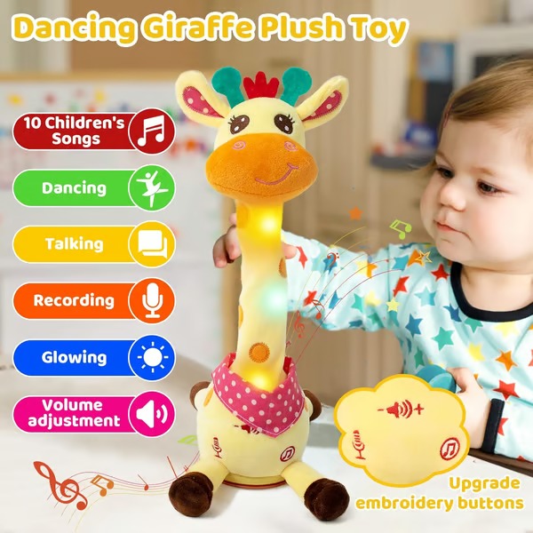 Singendes &amp; tanzendes Giraffen-Plüschtier | Wiederholt Sprache &amp; spielt 60 Kinderlieder | Kuschelig, interaktiv, ab Kleinkindalter