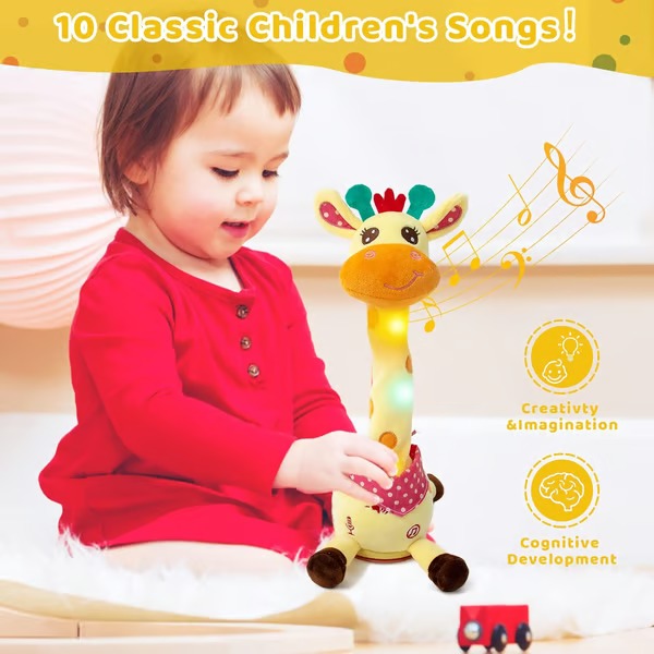 Singendes &amp; tanzendes Giraffen-Plüschtier | Wiederholt Sprache &amp; spielt 60 Kinderlieder | Kuschelig, interaktiv, ab Kleinkindalter